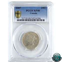 25-cent 1887 PCGS Certified EF-40. *Key Date*