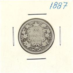 25-cent 1887 in about G-4+ condition. *Key Date* Full date and lettering!