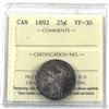Image 1 : 25-cent 1892 ICCS Certified VF-30.