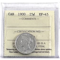 25-cent 1900 ICCS Certified EF-45. Nice bright coin.