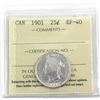 Image 1 : 25-cent 1901 ICCS Certified EF-40. Bright coin with traces of mint luster throughout.