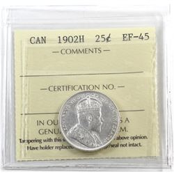 25-cent 1902-H ICCS Certified EF-45.