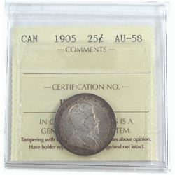 25-cent 1905 ICCS Certified AU-58! *KEY DATE*