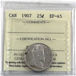 25-cent 1907 ICCS Certified EF-45.