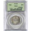 Image 1 : 25-cent 1932 PCGS Certified MS-64. Light tones with underlying frosted white fields (in old green la