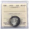 Image 1 : 25-cent 1933 ICCS Certified MS-63. bright lustrous centers accented by medium tones around the edges