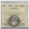 Image 1 : 25-cent 1933 ICCS Certified MS-62.