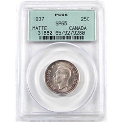 25-cent 1937 PCGS Certified SP-65 Matte Finish. Near flawless fields with attractive light rose tone