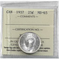 25-cent 1937 ICCS Certified MS-65.