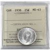 Image 1 : 25-cent 1938 ICCS Certified MS-63.