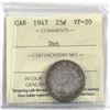 Image 1 : 25-cent 1947 Dot ICCS Certified VF-20.
