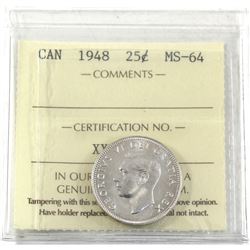 25-cent 1948 ICCS Certified MS-64