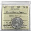Image 1 : 25-cent 1959 ICCS Certified PL-66 Ultra Heavy Cameo.