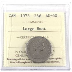 25-cent 1973 Large Bust ICCS Certified AU-50