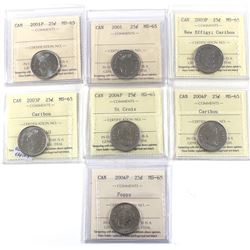 25-cent 2001-2004 ICCS Certified MS-65 - 2001, 2001P, 2003P New Effigy, 2003P Old Effigy, 2004P St.