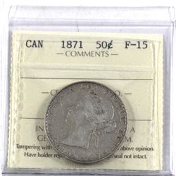 50-cent 1871 ICCS Certified F-15. A nice problem free coin.