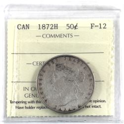 50-cent 1872-H ICCS Certified F-12.