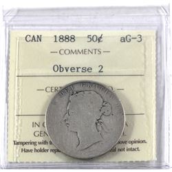 50-cent 1888 Obv. 2 ICCS Certified AG-3