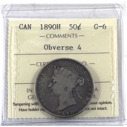 50-cent 1890-H Obv. 4 ICCS Certified G-6