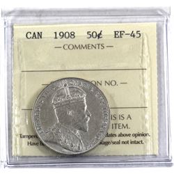50-cent 1908 ICCS Certified EF-45. A nice mid-grade example of a Key Date coin.