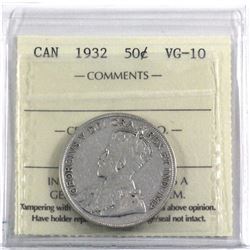 50-cent 1932 ICCS Certified VG-10.