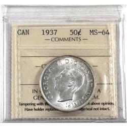 50-cent 1937 ICCS Certified MS-64.