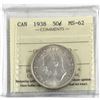Image 1 : 50-cent 1938 ICCS Certified MS-62