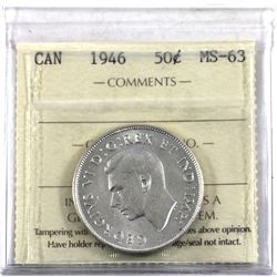 50-cent 1946 ICCS Certified MS-63.