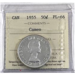 50-cent 1955 ICCS Certified PL-66 Cameo.