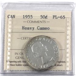 50-cent 1955 ICCS Certified PL-65 Heavy Cameo!
