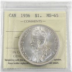 Silver $1 1936 ICCS Certified MS-65