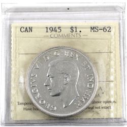 Silver $1 1945 ICCS Certified MS-62 *Key Date*