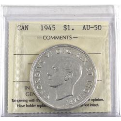 Silver $1 1945 ICCS Certified AU-50