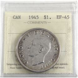 Silver $1 1945 ICCS Certified EF-45. A nice coins with subtle hints of Golden hue throughout the bor