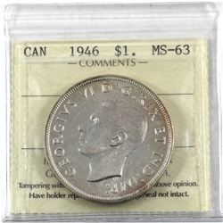 Silver $1 1946 ICCS Certified MS-63.