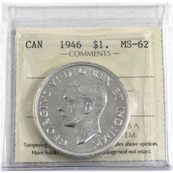 Silver $1 1946 ICCS Certified MS-62