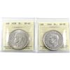 Image 1 : Silver $1 1946 AU-50 & 1938 EF-45, both ICCS Certified. A great pair of Semi Key Date issues!
