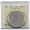 Image 1 : Silver $1 1947 Pointed 7 ICCS Certified AU-55