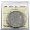 Image 1 : Silver $1 1947 Pointed 7 ICCS Certified VF-20
