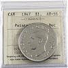 Image 1 : Silver $1 1947 Pointed 7 with Dot ICCS Certified AU-55
