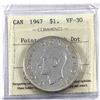 Image 1 : Silver $1 1947 Pointed 7 with Dot ICCS Certified VF-30