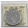 Image 1 : Silver $1 1947 Pointed 7 with Dot, Triple HP ICCS Certified AU-55. An eye catching example of this s