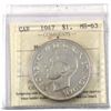 Image 1 : Silver $1 1947 Maple Leaf ICCS Certified MS-63!