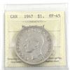 Image 1 : Silver $1 1947 Maple Leaf ICCS Certified EF-45. A great Problem free mid-grade coin.