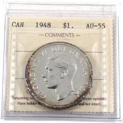 Silver $1 1948 ICCS Certified AU-55! A Key Date coin with great eye appeal, light hints of violets a