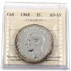 Image 1 : Silver $1 1948 ICCS Certified AU-55! A Key Date coin with great eye appeal, light hints of violets a