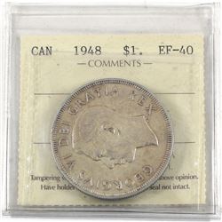 Silver $1 1948 ICCS Certified EF-40. A Great problem free example of the Key Date Issue!