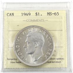 Silver $1 1949 NFLD Commemorative "the Matthew" ICCS Certified MS-65!