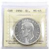 Image 1 : Silver $1 1950 ICCS Certified MS-65!