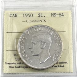Silver $1 1950 SWL ICCS Certified MS-64